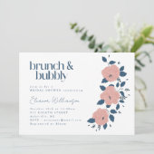 Navy Roze Tuin Bloem Brunch Bubble Douche Kaart (Staand voorkant)