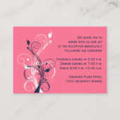 Navy Roze Wit Bloemen Receptie Behuizing Kaart (Achterkant)