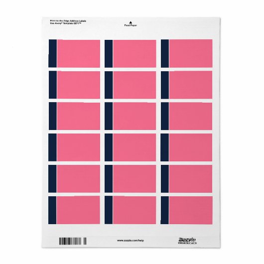 Navy, Roze, Wit Print-At Home Adres Label (Full Sheet)