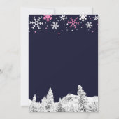 Navy roze wit wonderland winter baby shower kaart (Achterkant)
