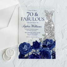 Navy Rozen Diamant Jurk Vrouw 70ste Verjaardag