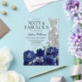 Navy Rozen Diamond Gown 60ste Verjaardag Partij Acryl Uitnodigingen (Insitu (Huwelijk))