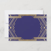 Navy RSVP-kaarten Vintage Gatsby Wedding Invites Kaart (Achterkant)