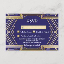 Navy RSVP-kaarten Vintage Gatsby Wedding Invites Kaart