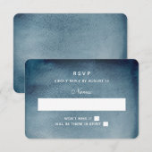 Navy RSVP. Waterverf Blue Modern Wedding. winter RSVP Kaartje (Voorkant / Achterkant)