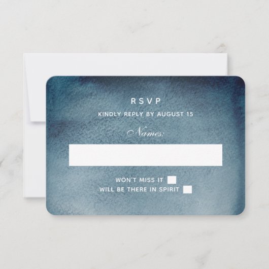 Navy RSVP. Waterverf Blue Modern Wedding. winter RSVP Kaartje (Voorkant)