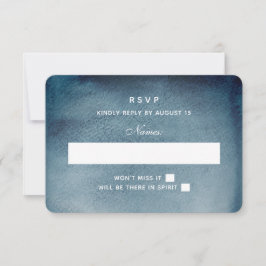 Navy RSVP. Waterverf Blue Modern Wedding. winter RSVP Kaartje