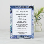 *~* NAVY RSVP Website AGATE Sterren AR13 Huwelijk Kaart (Staand voorkant)