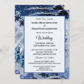 *~* NAVY RSVP Website AGATE Sterren AR13 Huwelijk Kaart (Voorkant / Achterkant)