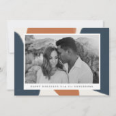 Navy & Rust Abstract Shapes Holiday-fotokaart Feestdagenkaart (Voorkant)