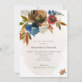 Navy & Rust Boho bloemenrepetitie diner Kaart (Voorkant)