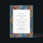 Navy & Rust Boho Floral, Blue Wedding Invitation Kaart<br><div class="desc">Deze prachtige uitnodiging is voorzien van een ontwerp en jouw tekst van de waterverf. Pas de tekst op het formulier sjabloon aan. Verander de achtergrondkleuren,  doopvonten en lay-outs gebruikend de geavanceerde het uitgeven menu's.</div>