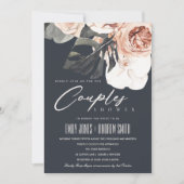 NAVY RUST FLORAL MONSTRERA COUPLES SHOWER INVITE BEDANKKAART (Voorkant)