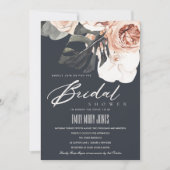 NAVY RUST FLORAL MONSTRERA VRIJGEZELLENFEEST INVIT BEDANKKAART (Voorkant)