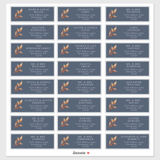 Navy Rust Gast Adresetiketten Sticker (Vel)