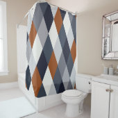 Navy Rust Geometry VIIA Douchegordijn (In situ)