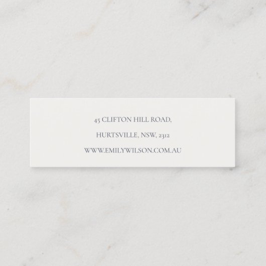 Navy Rust Goud Tropische Stud Loop Oorbel Display Mini Visitekaartje (Achterkant)