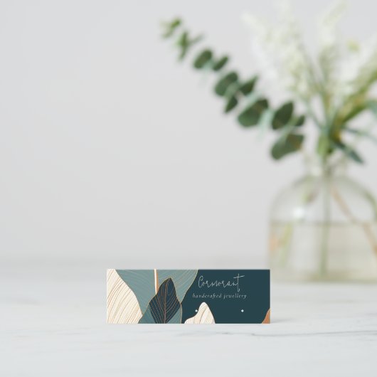 Navy Rust Goud Tropische Stud Loop Oorbel Display Mini Visitekaartje (Staand voorkant)