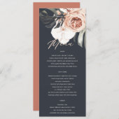 NAVY RUST MONSTRERA FLORAL WATERVERF WEDING MENU (Voorkant / Achterkant)