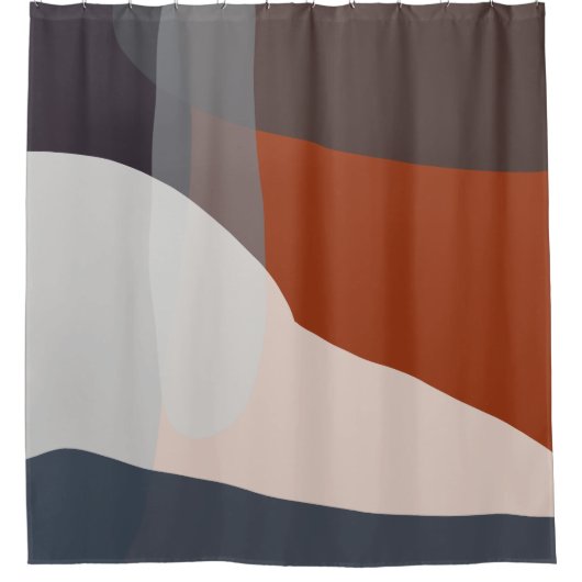Navy & Rust VIII Abstract Douchegordijn (Voorkant)