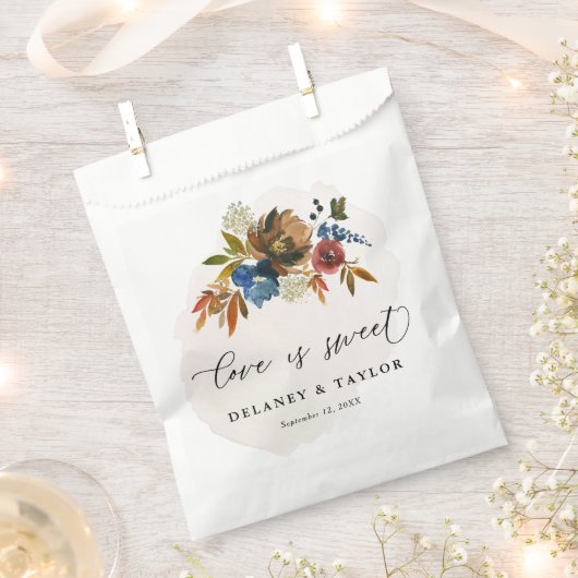 Navy Rust Waterverf Boho Floral Gepersonaliseerd Bedankzakje (Geknipt)