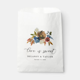 Navy Rust Waterverf Boho Floral Gepersonaliseerd Bedankzakje