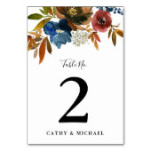 Navy & Rust Waterverf Floral gepersonaliseerd Kaart (Achterkant)