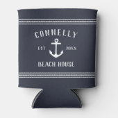 Navy Rustic Anchor Personalized Beach House Blikjeskoeler (Voorkant)