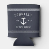 Navy Rustic Anchor Personalized Beach House Blikjeskoeler (Achterkant)