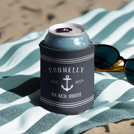 Navy Rustic Anchor Personalized Beach House Blikjeskoeler