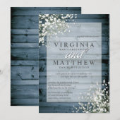 NAVY RUSTIC BABY'S ADEM BRUILOFT UITNODIGING (Voorkant / Achterkant)