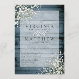 NAVY RUSTIC BABY'S ADEM BRUILOFT UITNODIGING