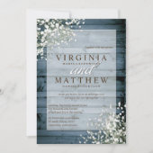 NAVY RUSTIC BABY'S BREATH WEDDING INVITATION KAART (Voorkant)