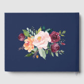 Navy Rustic Blush Burgundy Herfst Floral Wedding Gastenboek (Achterkant)
