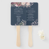 Navy Rustic Boho Dusty Roos Flowers Hand Fan Handwaaier (Voorkant en achterkant)