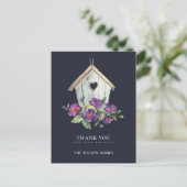 NAVY RUSTIC FLORAL BIRDHOUSE MAKELAAR BEDANKT AANKONDIGINGSKAART (Staand voorkant)
