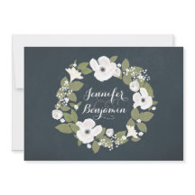 Navy Rustic Floral bruiloft uitnodiging
