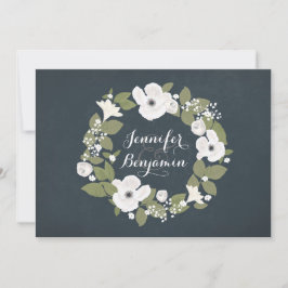 Navy Rustic Floral bruiloft uitnodiging