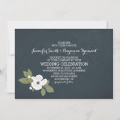 Navy Rustic Floral bruiloft uitnodiging (Achterkant)