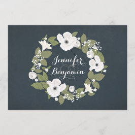 Navy Rustic Floral bruiloft uitnodiging
