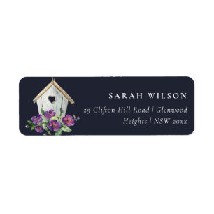 NAVY RUSTIC LAND FLORAL BIRD HOUSE ADRES ETIKET