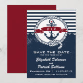 Navy Rustic Nautical Save The Date Aankondiging (Voorkant / Achterkant)