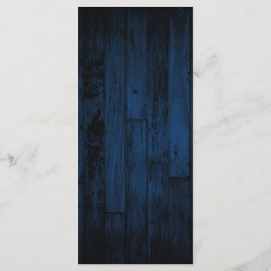 Navy Rustic Wood String Lights Wedding Menu (Achterkant)