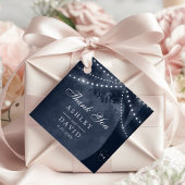 Navy rustieke boomverlichting gesneden Initialen b Bedankjes Labels