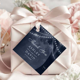 Navy rustieke boomverlichting gesneden Initialen b Bedankjes Labels