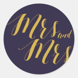 Navy rustieke chique lesbische bruiloft ronde Stic Ronde Sticker