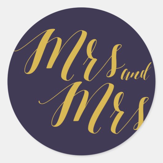 Navy rustieke chique lesbische bruiloft ronde Stic Ronde Sticker (Voorkant)