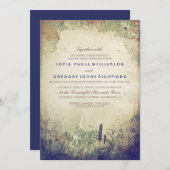 Navy rustieke Woodland bruiloft uitnodiging (Voorkant / Achterkant)