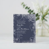 Navy Sacre Bleu Metallic Silver Kanji Love Swirl Kaart (Staand voorkant)