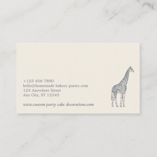 Navy Sage Cream Animal Lowpoly Giraffe Visitekaartje (Achterkant)